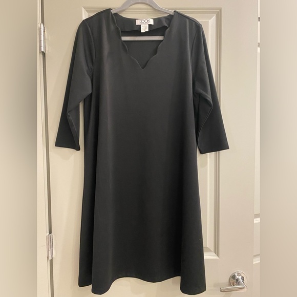 The Look, Scalloped Neck Black Dress - Picture 1 of 2